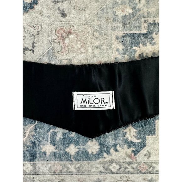 Vintage Speyer Milor Hand Made Women's Cut Black Chevron Beaded Waist Belt - Picture 3 of 4